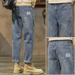 others 其他 九分牛仔裤男2024新款宽松直筒美式男士裤子潮牌小脚修身水洗冰丝