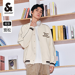 JACK&JONES 杰克琼斯 秋季新款男士棒球服宽松百搭刺绣学院风夹克重磅外套男装