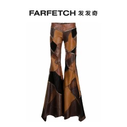 roberto cavalli 罗伯特&middot;卡沃利 女士拼贴设计皮质喇叭裤FARFETCH发发奇