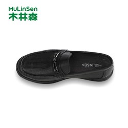 MULINSEN 木林森 休闲皮鞋男软底轻便一脚蹬皮鞋正装鞋舒适百搭马衔扣乐福鞋男 棕色 38