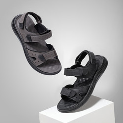 七面 &ldquo;玉风&rdquo;一体成型头层牛皮凉鞋 44 经典黑