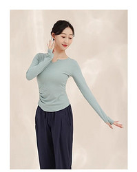 国瑞信德舞蹈练功服套指长袖现代舞形体训练服女古典舞蹈身韵上衣 豆绿