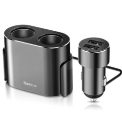 88VIP：BASEUS 倍思 车载充电器 双USB+双点烟口 95W