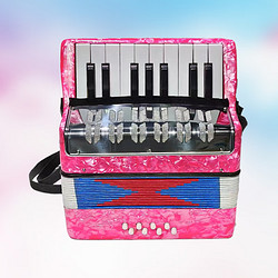 妙普乐 儿童初学手风琴8贝司17键实木材质教材早教玩具启蒙礼物 粉色 8贝司