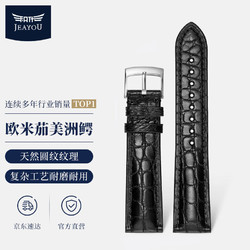 JEAYOU 积优 适用欧米茄表带鳄鱼皮表带 omega蝶飞海马超霸系列 欧米伽星座