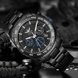 Yelang 野狼军表 野狼手表男士光能表太阳能运动手表防水-蓝色夜光