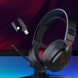 TAIDU 钛度 THS318游戏耳机头戴式无线蓝牙带麦降噪电竞有线耳麦 THS318黑红色