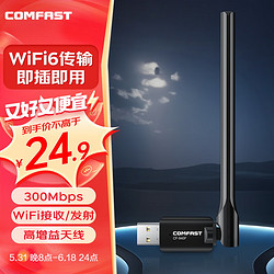 COMFAST WiFi6免驱动USB无线网卡台式机笔记本电脑外置无线WiFi接收器 高增益天线AX300 CF-940F