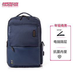 AMERICAN TOURISTER 美旅 箱包男士商务电脑包时尚大容量旅行双肩包减负背包16英寸AY1*006蓝色