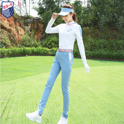 ZG-6 ZG6高尔夫服装女浅蓝时尚运动高尔夫弹力长袖T恤女上衣 长裤 L
