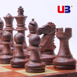 UB 友邦 木塑国际象棋磁性棋子便携折叠棋盘大中小号 比赛培训用棋3520L