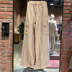 adidas 阿迪达斯 三叶草运动裤女裤2024春季裤子休闲裤宽松透气阔腿裤长裤 IZ0717 XL