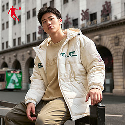 百亿补贴：QIAODAN 乔丹 连帽棉服字母2024冬季加厚棉衣新款潮牌宽松棉袄外套