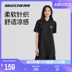 88VIP：SKECHERS 斯凯奇 2024夏新款女子落肩宽松polo领短袖运动连衣裙凉感