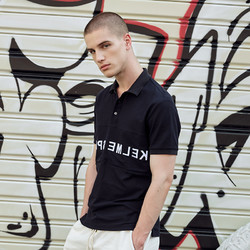 KELME 卡尔美 夏季运动休闲短袖男纯棉嘻哈潮流字母POLO衫