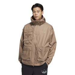 adidas 阿迪达斯 originals 纯色拉链多口袋长袖夹克外套 男款 秋季 棕色 HS2026