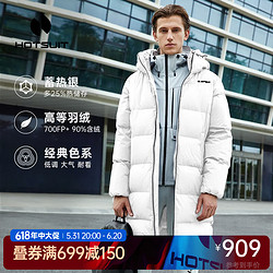 HOTSUIT 后秀 黑标系列 羽绒服男 加厚防风防寒保暖连帽运动外套男 长款（草木灰） M