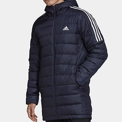 adidas 阿迪达斯 羽绒服男士冬季鸭绒保暖运动服连帽防风休闲中长款外套 GH4605 XS-M有码