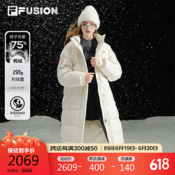 FILA 斐乐 FUSION斐乐潮牌长款羽绒服女2023冬时尚宽松连帽外套