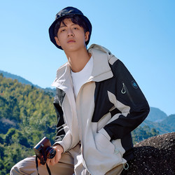 TOREAD 探路者 单层冲锋衣外套户外防风防水 刘昊然同款 极地白-黑色