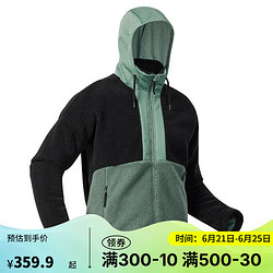 DECATHLON 迪卡侬 羊羔绒男连帽卫衣加厚抓绒休闲外套ODT1灰绿色L 4531806
