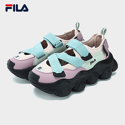 FILA 斐乐 女鞋草莓凉鞋新款厚底增高玛丽珍运动魔术贴凉拖 粉红沙司/淡水色-SD 37.5