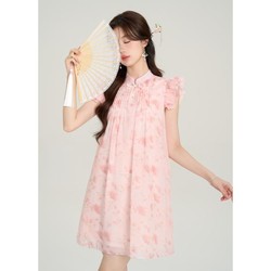 千金风气质新中式国风设计连衣裙女2024夏款减龄蝴蝶盘扣裙子