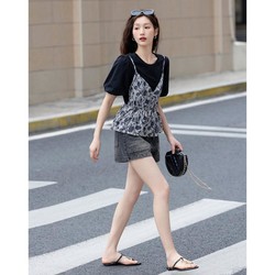 dme 德玛纳 夏甜美淑女圆领棉氨清新弹力女式t恤