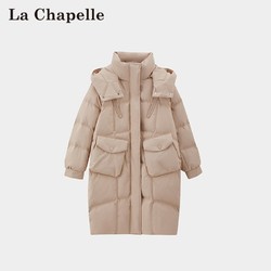 La Chapelle 拉夏贝尔 连帽收袖设计羽绒服时尚中长款保暖鸭绒外套