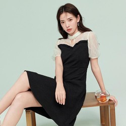 限尺码：CHIU&middot;SHUI 秋水伊人 玫瑰新中式国风假两件连衣裙A字修身气质小众设计感