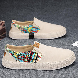 RENBEN 人本 春季男士休闲百搭布鞋男款透气运动板鞋软底舒适一脚蹬男鞋