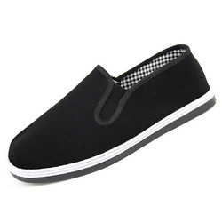 围画 黑布鞋老北京千层底工作鞋休闲男女士帆布鞋地摊平底 黑色平布 43