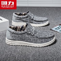 WARRIOR 回力 男鞋一脚蹬布鞋男2024新款复古韩版百搭低帮鞋休闲潮流懒人鞋