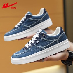 WARRIOR 回力 男鞋2023春秋季新款牛仔休闲帆布鞋男潮流百搭情侣鞋子