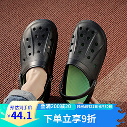 WARRIOR 回力 洞洞鞋男透气凉鞋包头沙滩鞋两穿凉拖鞋 WXL(SD)-0049 黑绿 40