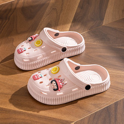 茉馥 新款洞洞鞋夏季 高跟厚底防滑情侣男女沙滩漂流鞋 粉色