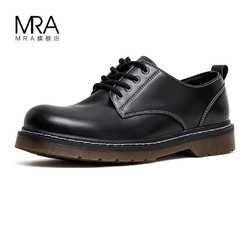 Mr.A 男鞋2023黑色真皮工装马丁靴低帮百搭英伦大头休闲皮鞋潮鞋子