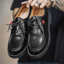 百亿补贴：Mr.A MRA亮黑袋鼠鞋男2024新款印第安日系工装鞋邮差鞋复古休闲小皮鞋