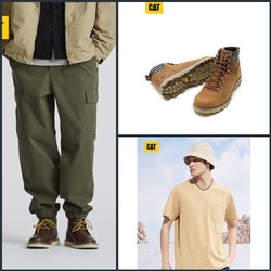 极限凑单、PLUS会员：CAT 卡特彼勒 男士马丁靴SireWP-2023-D+男士户外印花T恤+男士工装裤