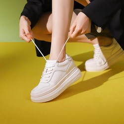 HARSON 哈森 24春秋厚底圆头系带休闲运动鞋女