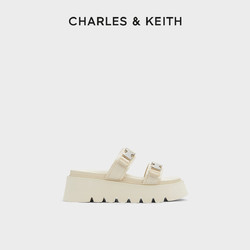 CHARLES & KEITH CHARLES&KEITH24夏新款CK1-70381040休闲扣饰外穿勃肯厚底拖鞋女