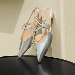 BeLLE 百丽 珍妮女孩包头水钻凉鞋女款2024夏季新款鞋子浅口凉