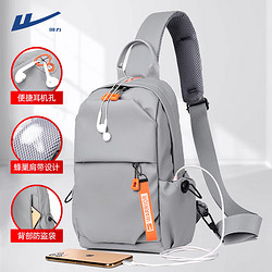 WARRIOR 回力 新款潮牌胸包男士包包单肩斜挎包休闲  灰色