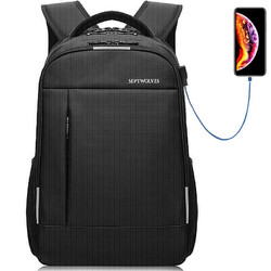 SEPTWOLVES 七匹狼 男士双肩包 CD001837 标准版 黑色