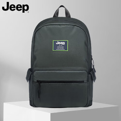 Jeep 吉普 帆布背包男休闲简约时尚潮流旅行大容量尼龙男士双肩包 911037310黑灰色
