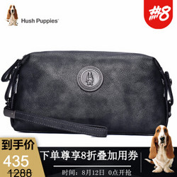 Hush Puppies 暇步士 手包男真皮大容量手拿包休闲商务手抓包男包银灰色送男朋友