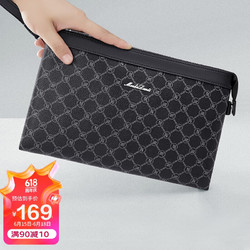 MashaLanti 马莎兰缇 男士手包大容量信封包时尚多功能手拿包男父亲节生日礼物实用送爸爸男朋友老公 E2813黑色