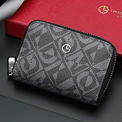 goldlion 金利来 男士卡片包时尚商务PVC名片夹多卡位拉链卡套包礼盒FC741055-4G64 父亲节礼物实用送爸爸