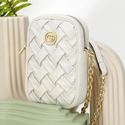 goldlion 金利来 女包单肩包羊皮配牛皮女士链条斜挎包褶皱手机包