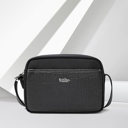 goldlion 金利来 男包单肩包经典简约横款斜挎小方包牛皮拼接日字包